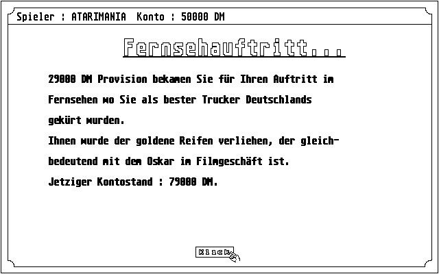 Trucker atari screenshot